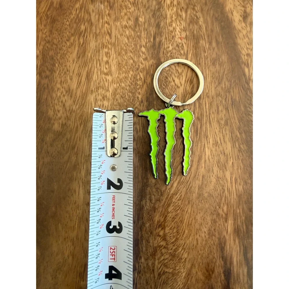 Monster Energy Logo Keychain and Enamel Pin Set Neon Green Claw Accessory